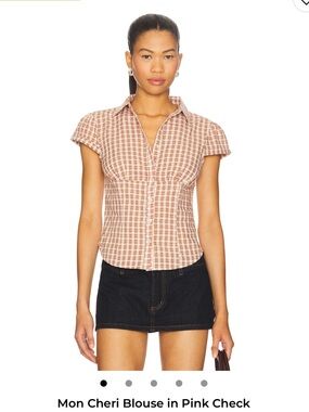 LIONESS Mon Cheri Blouse in Pink Check